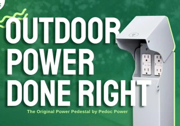 Hinge Top Power Pedestal by Pedoc Power – Weatherproof outdoor outlet post